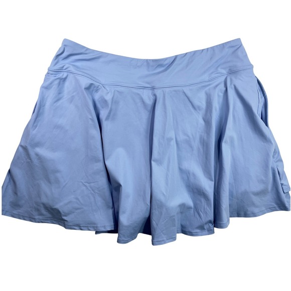 Lands End Tiered Ruffled Swim Skort Light Blue NWOT Size Large 14-16 Pockets - Picture 2 of 11